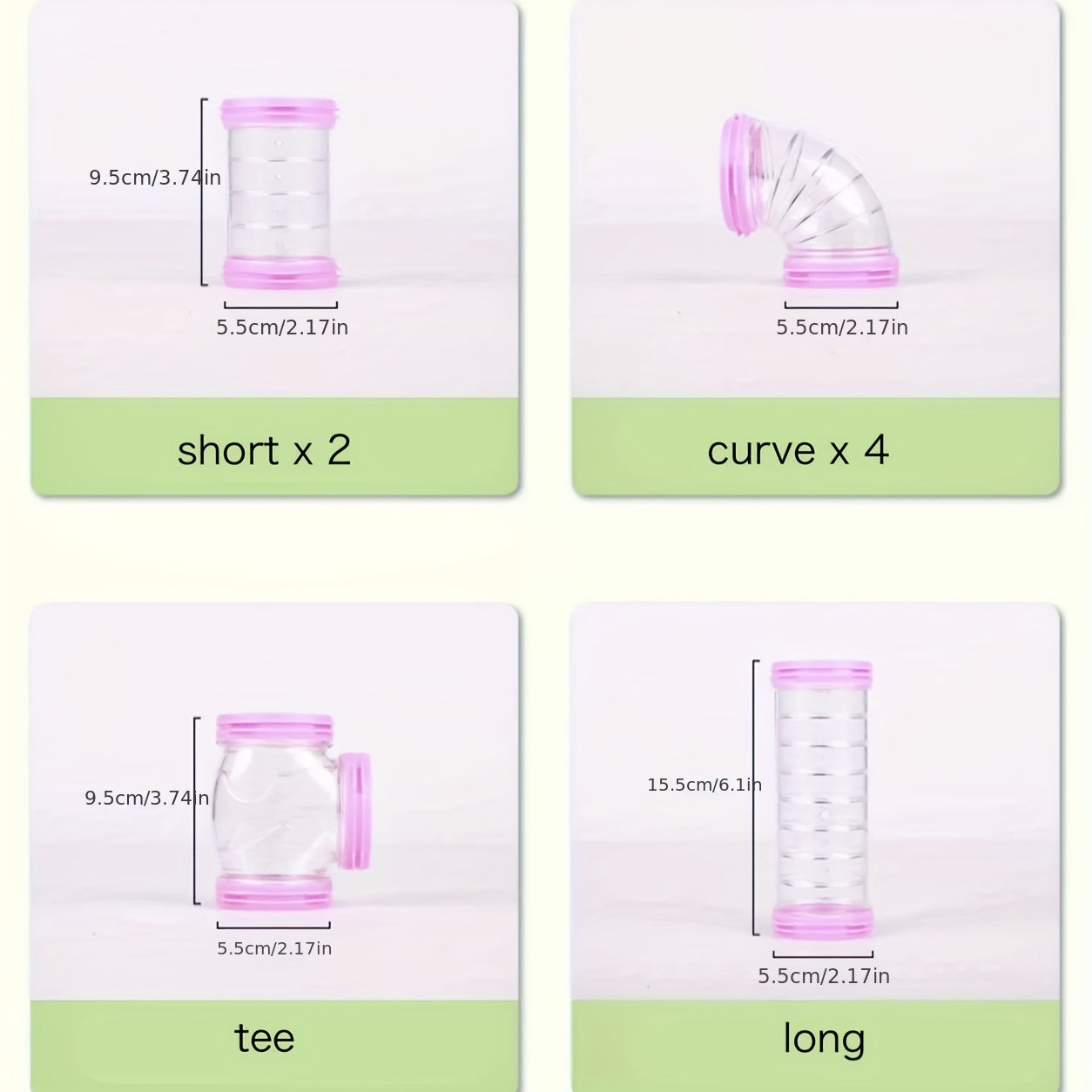 8pcs/set DIY Hamster Tunnel Toy Pet Rats Sports Training Pipeline Transparent Runway Toy Pet Hamster Game For Small Animal Accessories Mice Creative DIY Colorful Hoop Tubes Diam 2.17inch