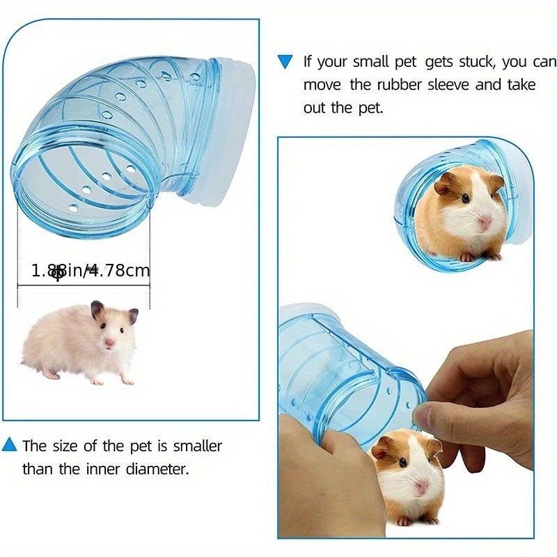 8pcs/set DIY Hamster Tunnel Toy Pet Rats Sports Training Pipeline Transparent Runway Toy Pet Hamster Game For Small Animal Accessories Mice Creative DIY Colorful Hoop Tubes Diam 2.17inch