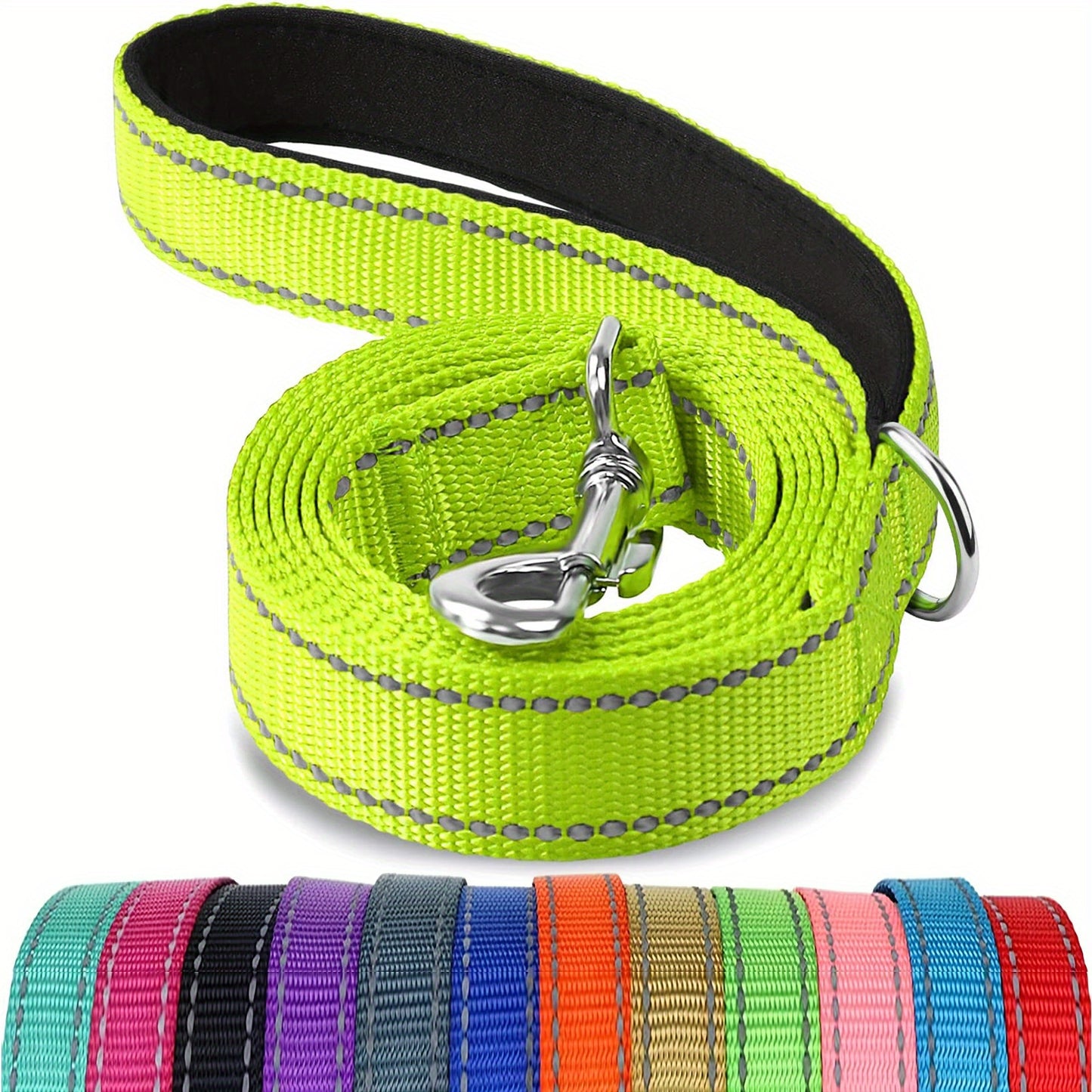1pc Single Sided Reflective Dog Leash Soft Neoprene Padded Breathable 1 Inch Wide, Pet Leash 6FT/5FT/4FT For Medium & Large Dogs Walking And Training