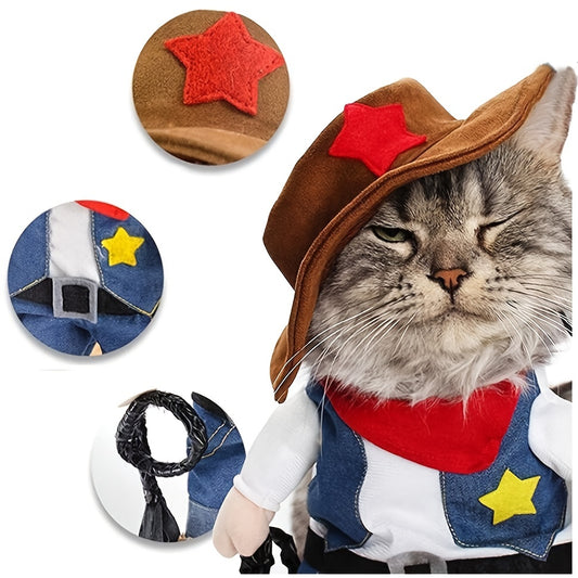 Small to Medium Sized Funny Pet Denim Suit - Adorable Christmas Halloween Costume for Cats and Dogs - Soft, Comfortable, and Easy to Wear Dress Up Outfit for Pet Owners