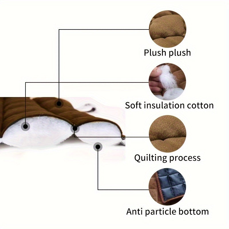 1pc Cozy Plush Cat Bed Mat - Thick, Self-Heating, Non-Slip, Soft Kennel Pad for Pet Sleeping - Orthopedic Support, Easy Cleaning, and Durable Pet Bed for Cats and Small Dogs