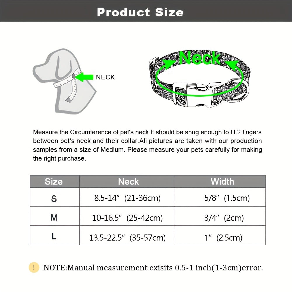 Personalized Pet Collar - Custom Engraved Nylon Dog Collar for Small Large Dogs, Cats, and Puppies with Name, Phone ID, and Adjustable Buckle - Durable, Waterproof, and Easy to Clean Basic Collar