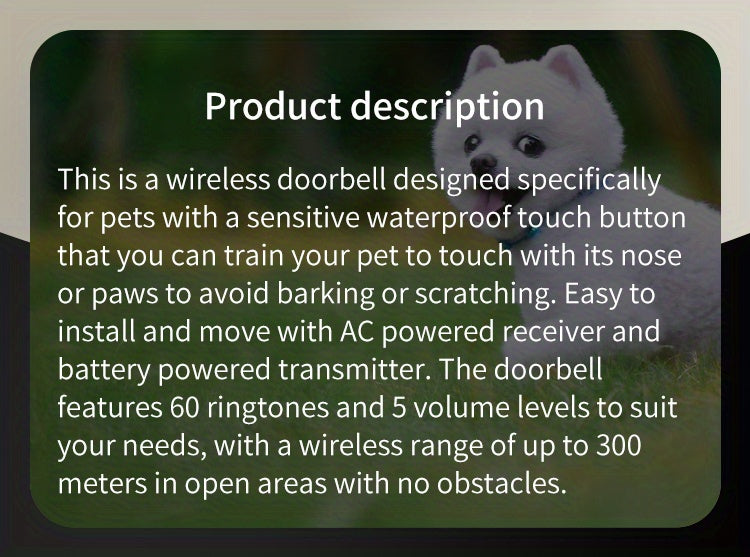 Wireless Pet Doorbell System - Easy Touch Training Aid for Dogs - 2 Receivers & Transmitters, High-Volume Chimes, Ideal for Indoor/Outdoor Use