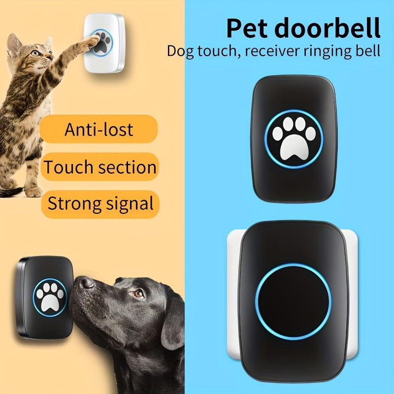Wireless Pet Doorbell System - Easy Touch Training Aid for Dogs - 2 Receivers & Transmitters, High-Volume Chimes, Ideal for Indoor/Outdoor Use