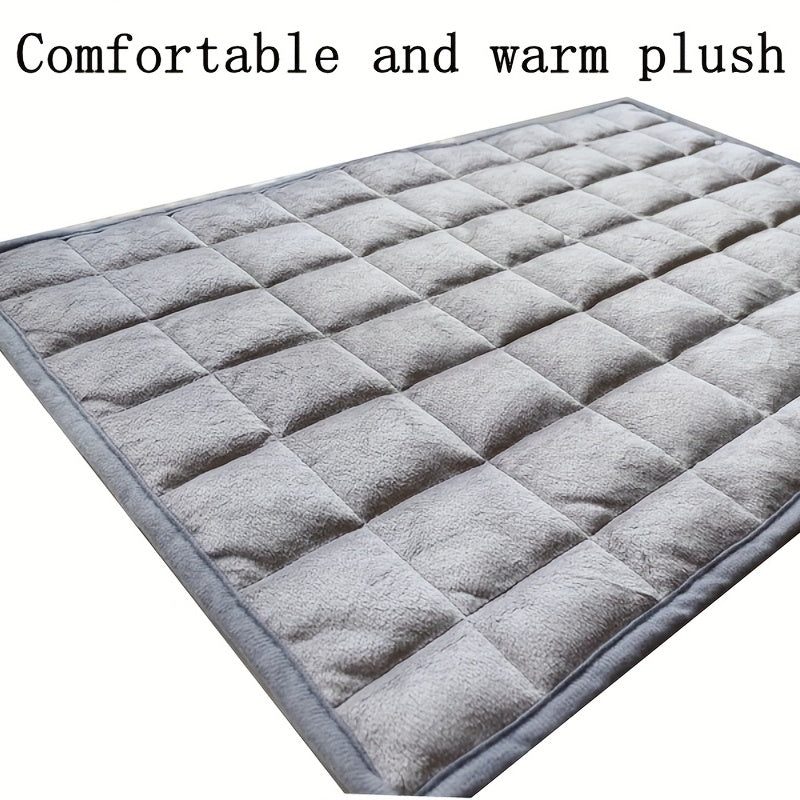 1pc Cozy Plush Cat Bed Mat - Thick, Self-Heating, Non-Slip, Soft Kennel Pad for Pet Sleeping - Orthopedic Support, Easy Cleaning, and Durable Pet Bed for Cats and Small Dogs