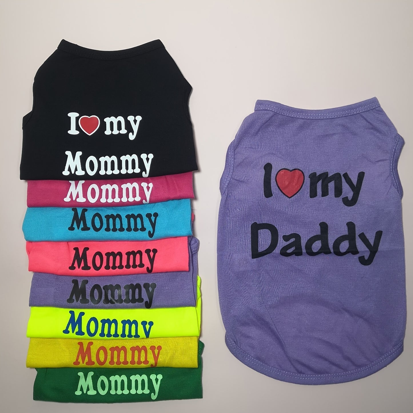 1pc Breathable Pet Vest for Summer Parties - Adorable 'I Love My Daddy/Mommy' Graphic Design for Dogs and Cats