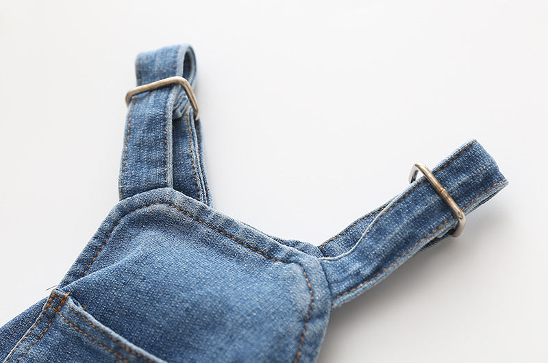 Adjustable Denim Jumpsuit for French Bulldogs - Stylish Pet Clothes for All Seasons