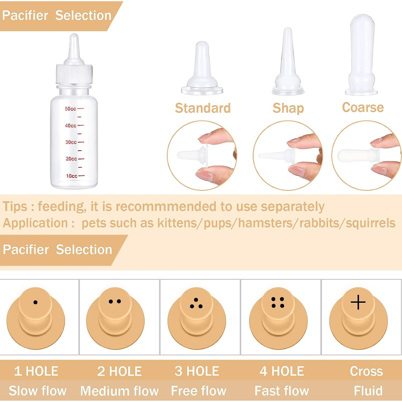 17pcs Pet Nursing Bottle Kit - 2 Bottles, 8 Pacifiers, 5 Syringes, 2 Brushes - Ideal For Feeding Puppies And Other Small Animals - Easy To Clean And Reuse
