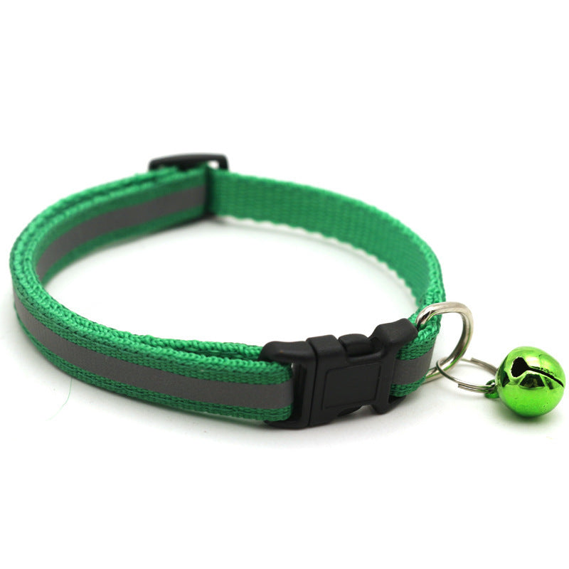 Reflective Safety Cat Collar With Bell - Adjustable, Durable Polyester Pet Neck Strap For Nighttime Visibility