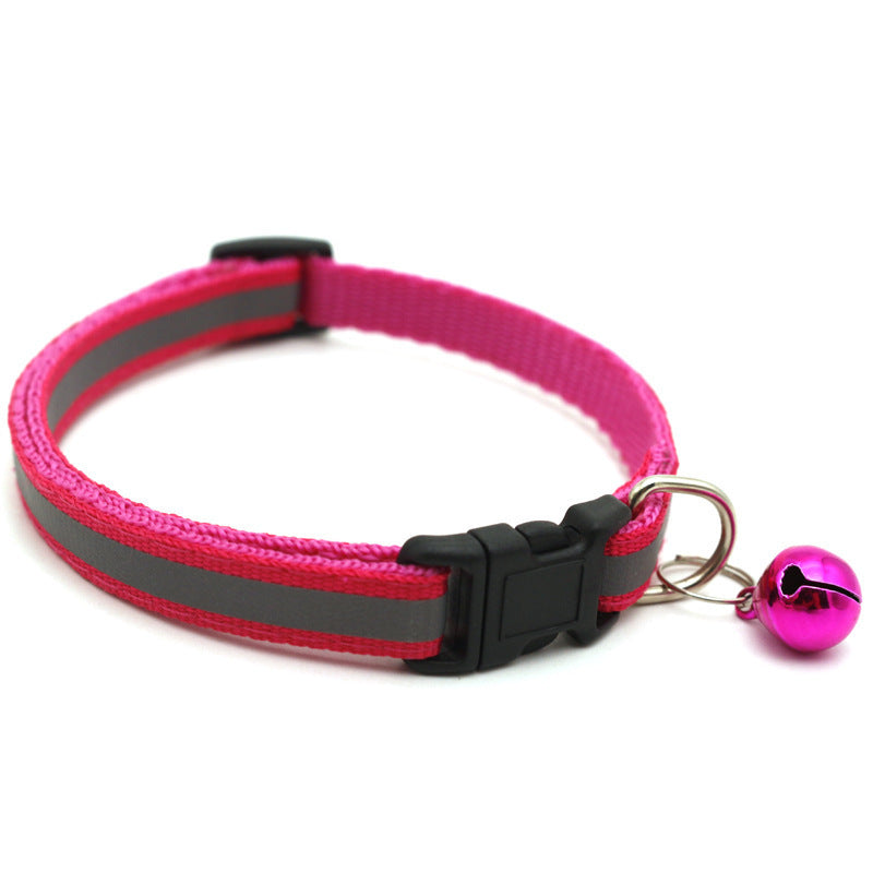 Reflective Safety Cat Collar With Bell - Adjustable, Durable Polyester Pet Neck Strap For Nighttime Visibility