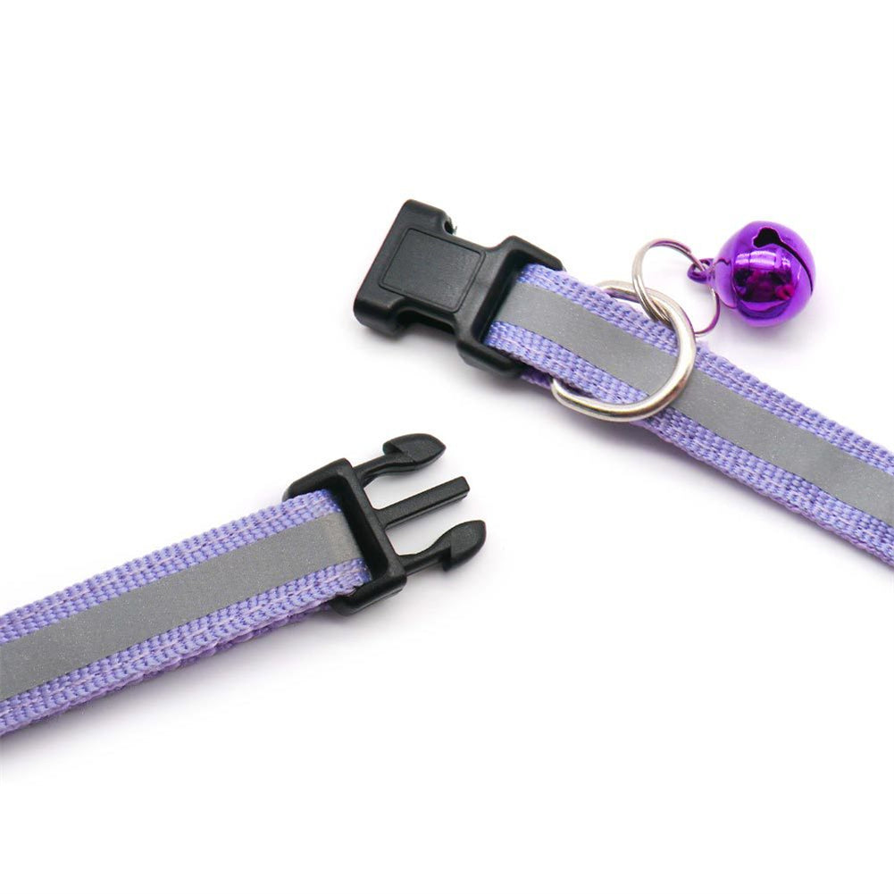 Reflective Safety Cat Collar With Bell - Adjustable, Durable Polyester Pet Neck Strap For Nighttime Visibility