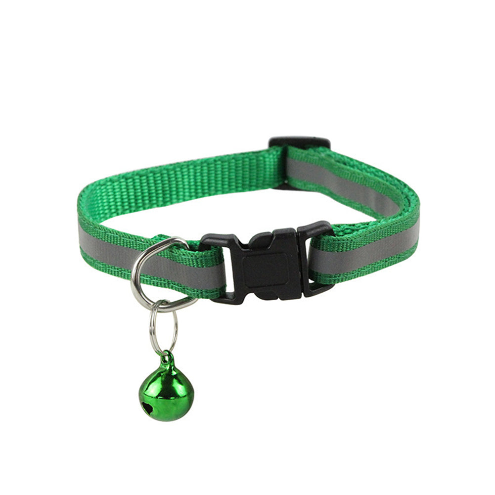 Reflective Safety Cat Collar With Bell - Adjustable, Durable Polyester Pet Neck Strap For Nighttime Visibility