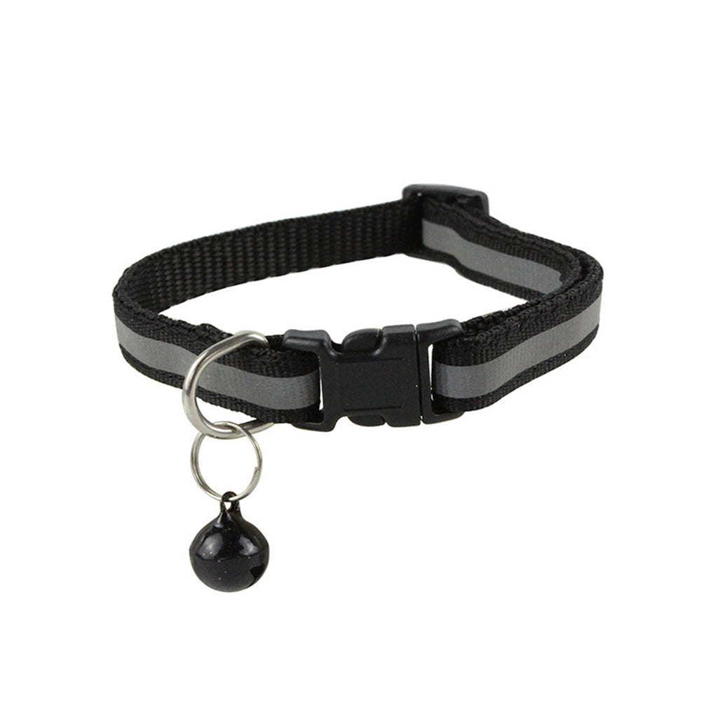 Reflective Safety Cat Collar With Bell - Adjustable, Durable Polyester Pet Neck Strap For Nighttime Visibility