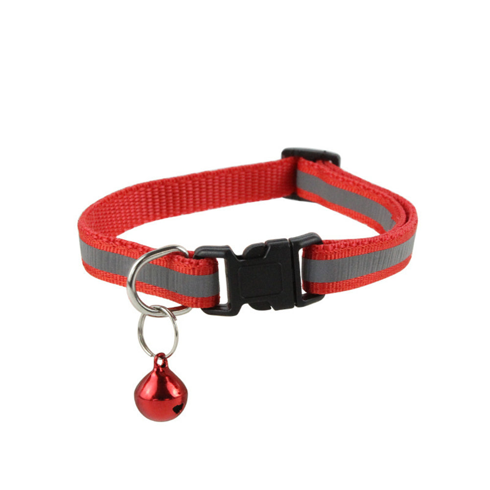 Reflective Safety Cat Collar With Bell - Adjustable, Durable Polyester Pet Neck Strap For Nighttime Visibility