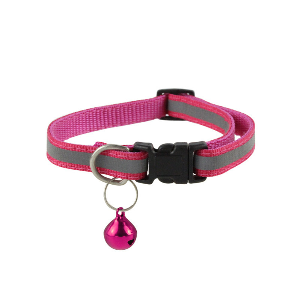 Reflective Safety Cat Collar With Bell - Adjustable, Durable Polyester Pet Neck Strap For Nighttime Visibility