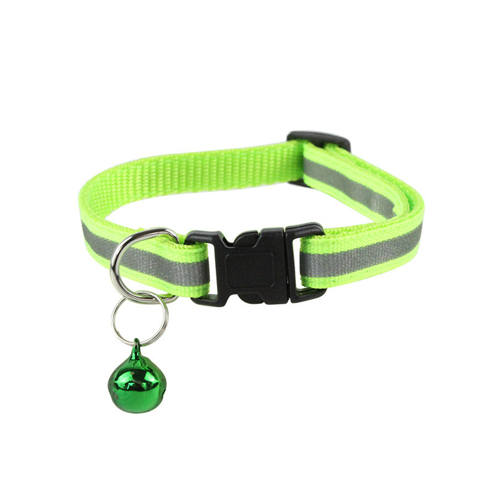 Reflective Safety Cat Collar With Bell - Adjustable, Durable Polyester Pet Neck Strap For Nighttime Visibility