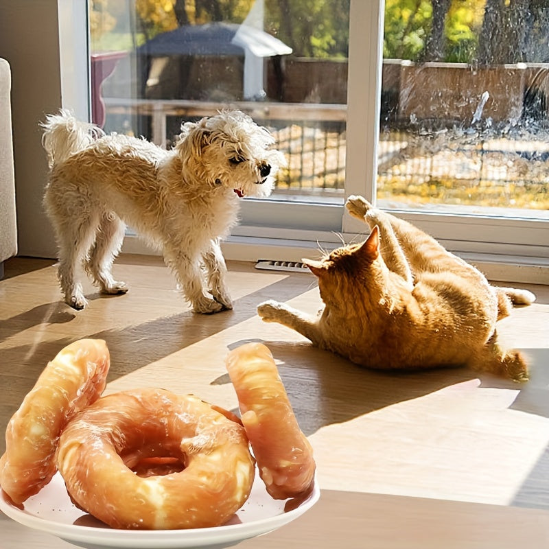 Dog Teeth Grinding Sticks, Chicken Donuts, Large Donuts, Bite Resistance And Weight Gain Training Rewards, Chicken Sticks, Pet Snacks, And Pet Food