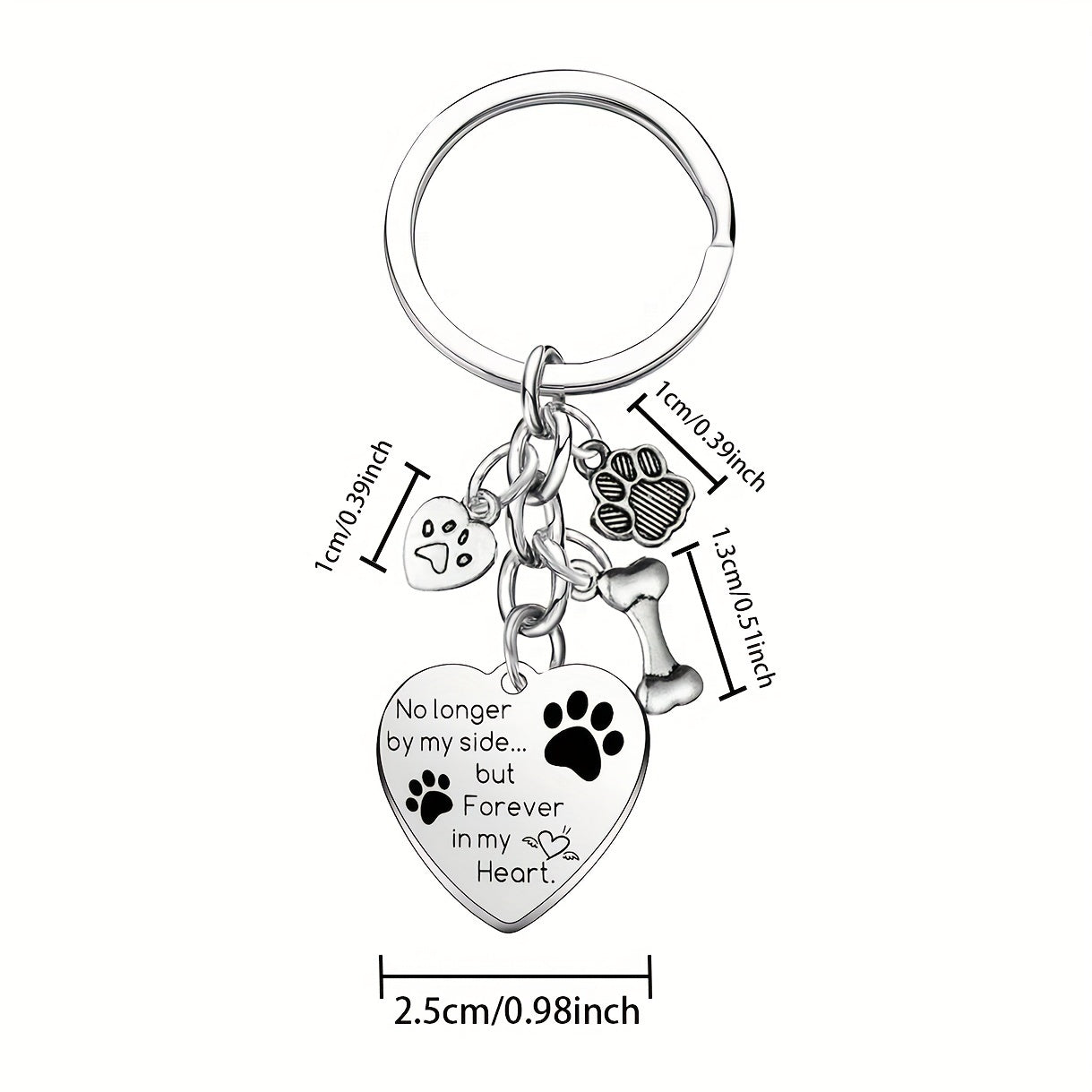 Forever in My Heart: Dog Memorial Keychain - Paw Print Charm for Pet Loss Sympathy Gift