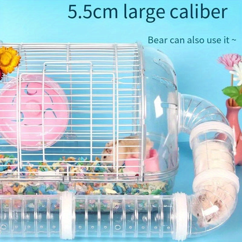 8pcs/set DIY Hamster Tunnel Toy Pet Rats Sports Training Pipeline Transparent Runway Toy Pet Hamster Game For Small Animal Accessories Mice Creative DIY Colorful Hoop Tubes Diam 2.17inch
