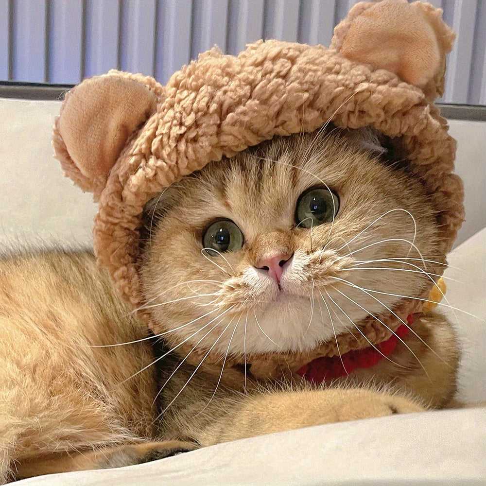Cute Animals Shaped Cat Hat, Warm Pet Costume For Dog & Cat, Pet Party Supplies