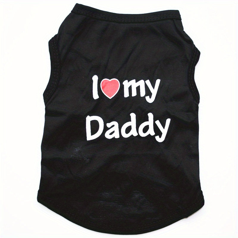 1pc Breathable Pet Vest for Summer Parties - Adorable 'I Love My Daddy/Mommy' Graphic Design for Dogs and Cats