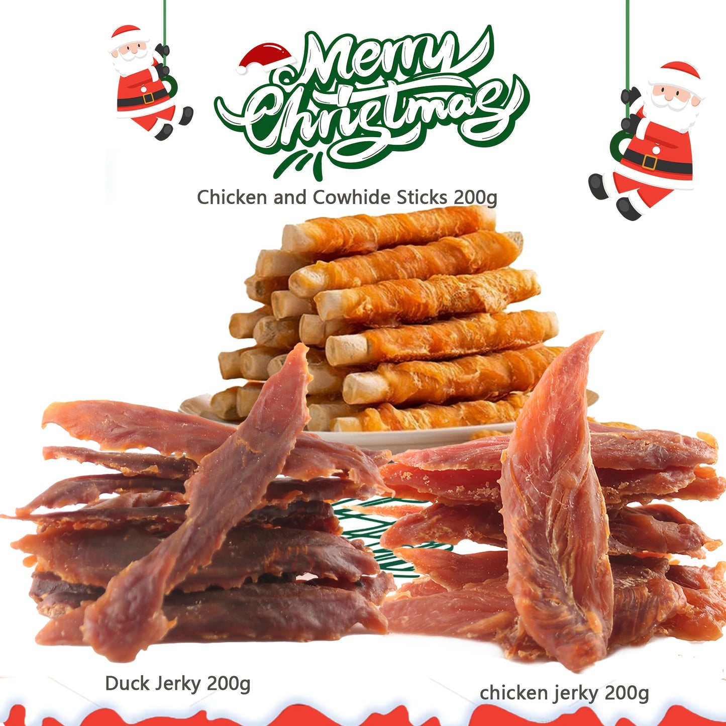 Set of Three (3*200G) 600G/21.1Oz Duck Jerky And Chicken And Cowhide Sticks, Along with Duck Jerky Dog Treats Suitable for Small, Medium, And Large Dogs. These Chewy Snacks Are Easy to Digest, Long-Lasting Dog Chews, Perfect