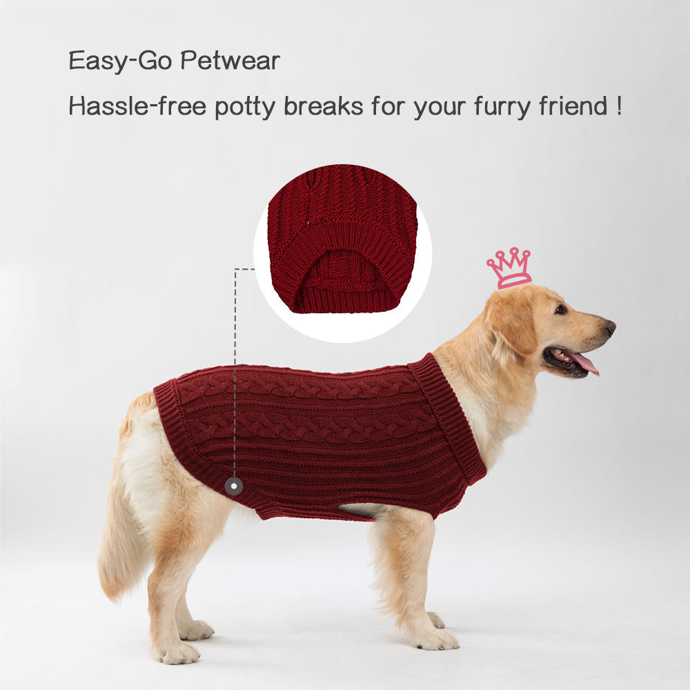 1pc Cozy Pet Knit Sweater - Warm Dog Clothes for Autumn and Winter - Soft, Plain Color, Knitted Design, Pet Friendly, Seasonal Apparel