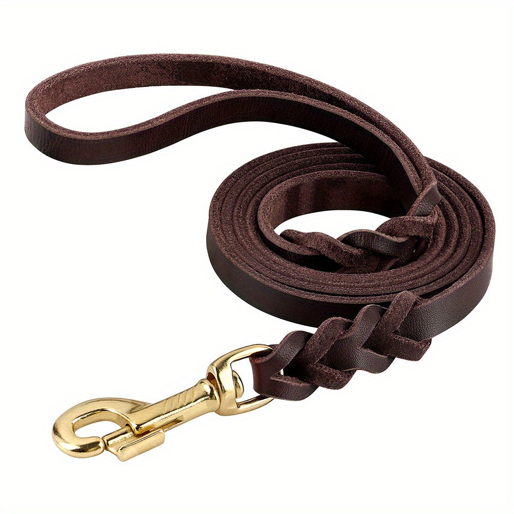 5ft Durable Braided Dog Leash - Adjustable Solid Color Pet Lead Rope with Metal Clasp for Medium & Large Dogs, Outdoor Walking & Daily Use, Stylish Dog Accessory