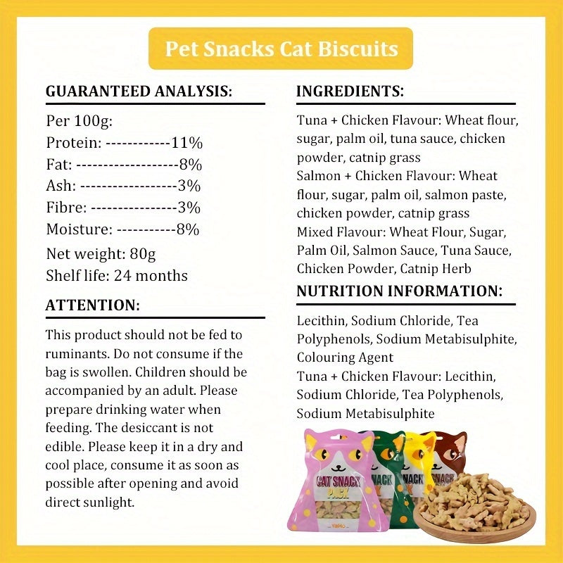 Cat Biscuits Salmon Snacks Chicken Tuna Multiplicity Nutrition Health Easy To Eat Digest Crispy Catnip Fish Biscuits Pet Snacks Cat Snacks Pet Food