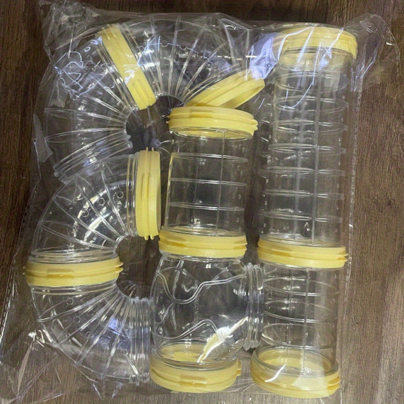 8pcs/set DIY Hamster Tunnel Toy Pet Rats Sports Training Pipeline Transparent Runway Toy Pet Hamster Game For Small Animal Accessories Mice Creative DIY Colorful Hoop Tubes Diam 2.17inch