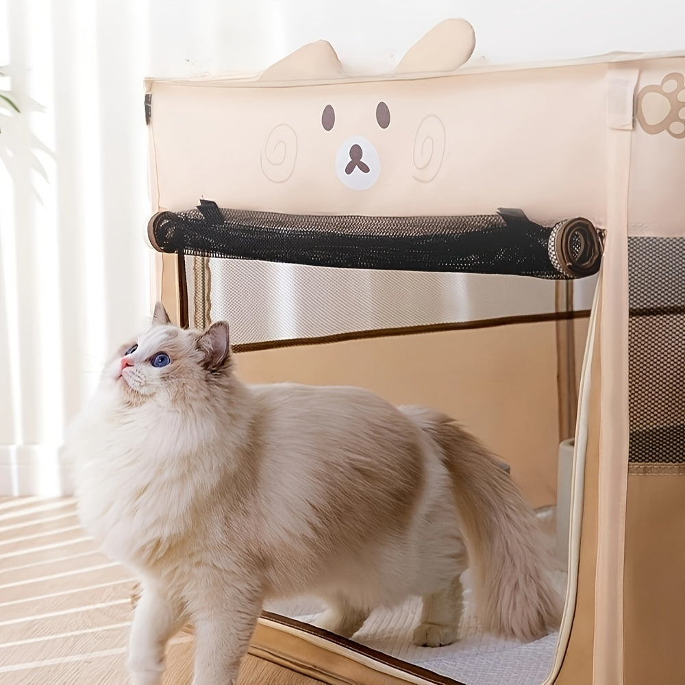 1pc Adorable Foldable Pet Playpen - Portable, Removable Zipper Top, Indoor & Outdoor Use, Spacious Cat Bed, Delivery Room, Easy Setup - Perfect for Dog and Cat Lovers
