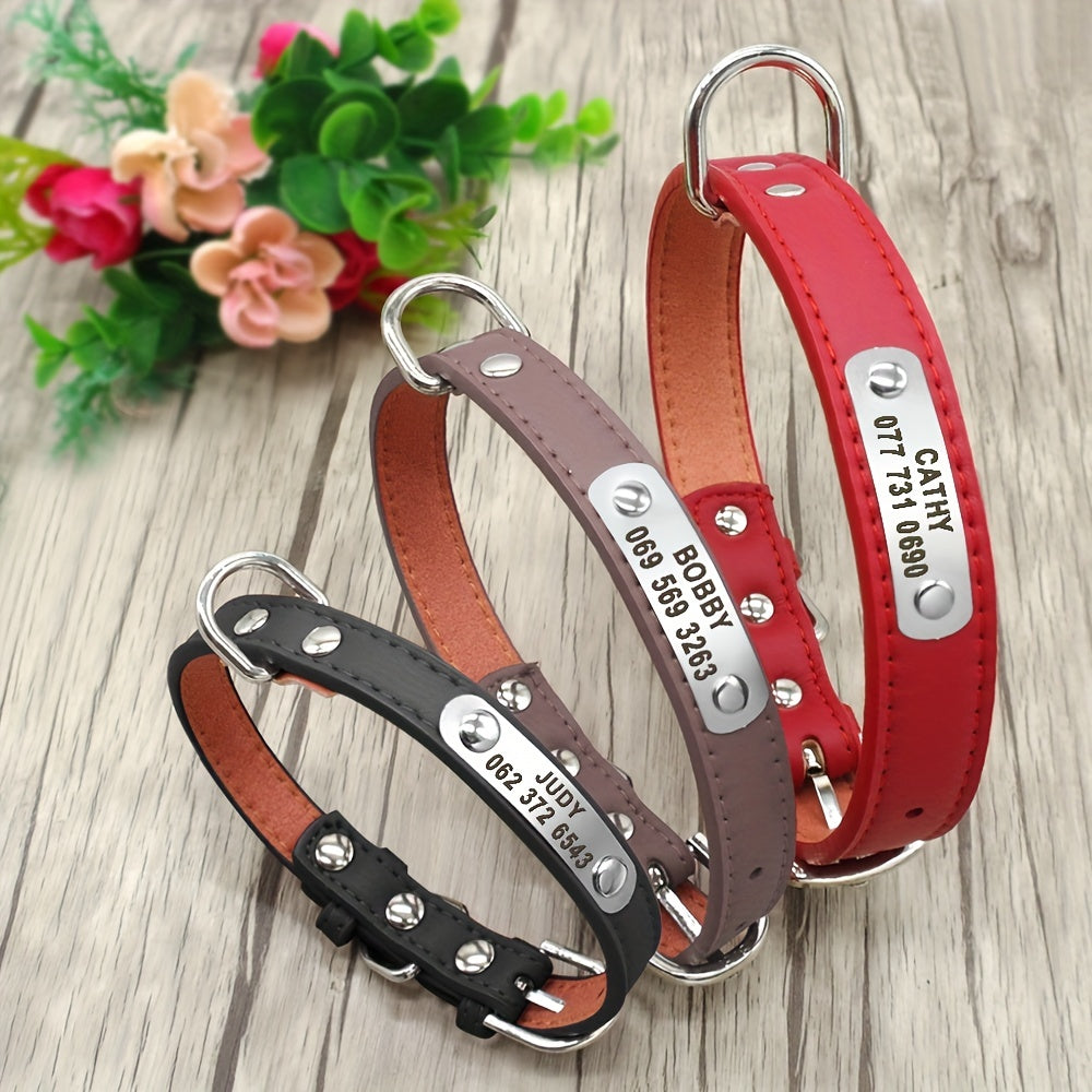 Custom Engraved Dog Collar with Personalized ID Tag - Durable Padded Pet Collar for Small, Medium & Large Dogs - Solid Pattern, Adjustable Fit, Secure Metal Hardware, Personalized Pet Accessory | Stylish Dog Collar | Durable