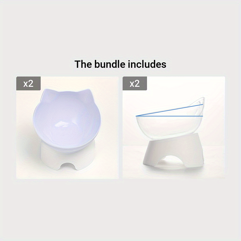 Elevated Pet Inclined Food Bowl Water Bowl, Transparent Plastic Cat Dish Bowl For Pet Cervical Spine Protection