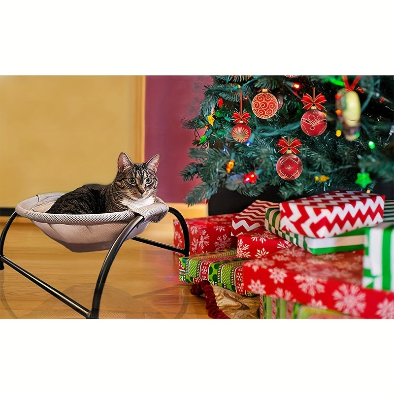 Alloy Steel Cat Hammock Bed, Free-Standing Pet Sleeping Bed, Easy Assembly, Washable, Stable Structure, Excellent Breathability, Indoor/Outdoor Use, Detachable Design for Cats