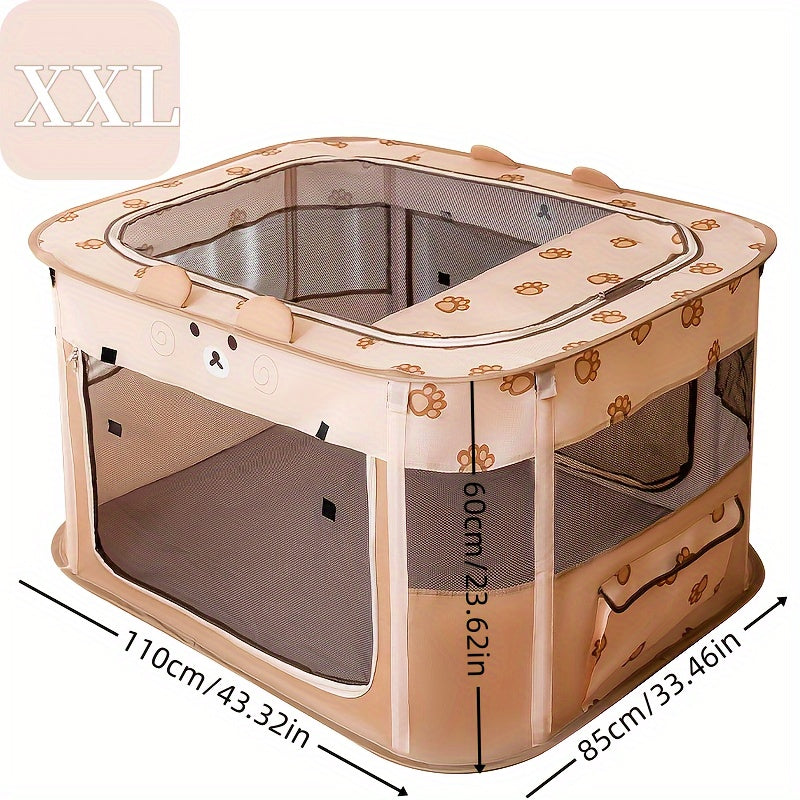 1pc Adorable Foldable Pet Playpen - Portable, Removable Zipper Top, Indoor & Outdoor Use, Spacious Cat Bed, Delivery Room, Easy Setup - Perfect for Dog and Cat Lovers