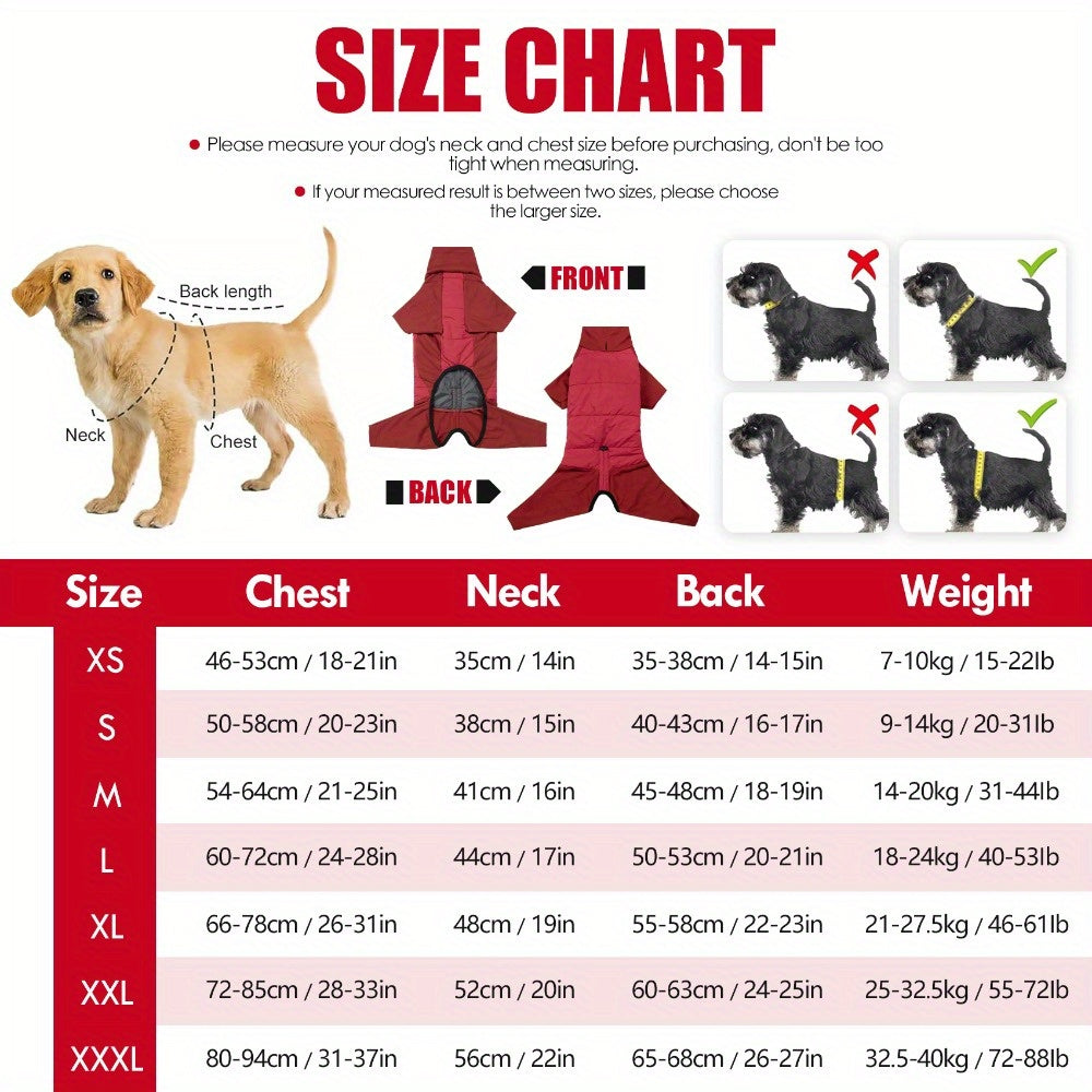 FullLimb Dog Bodysuit with Snow-Resistant Coating - All-Season Winter & Cold Weather Warmth, Adjustable Full-Limb Coverage, Machine Washable, Comfortable & Durable Pet Suit for Small Medium Large Dogs, Easy Pullover Design fo
