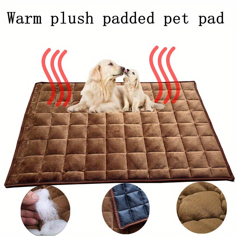 1pc Cozy Plush Cat Bed Mat - Thick, Self-Heating, Non-Slip, Soft Kennel Pad for Pet Sleeping - Orthopedic Support, Easy Cleaning, and Durable Pet Bed for Cats and Small Dogs