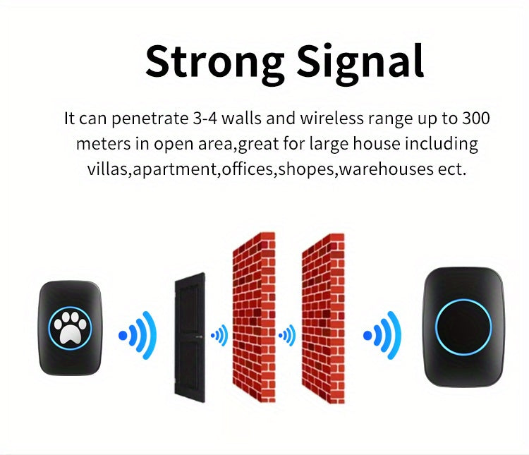 Wireless Pet Doorbell System - Easy Touch Training Aid for Dogs - 2 Receivers & Transmitters, High-Volume Chimes, Ideal for Indoor/Outdoor Use
