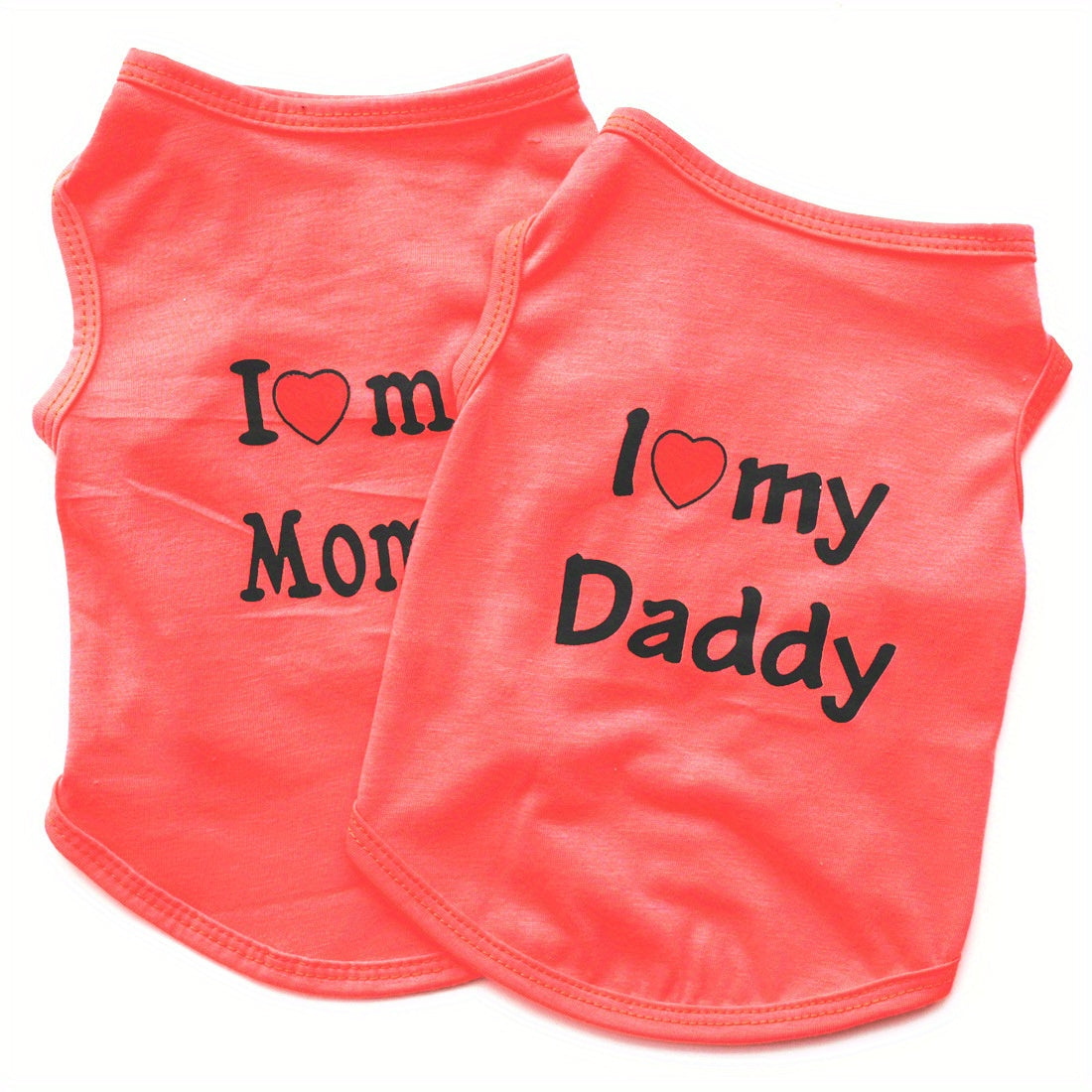 1pc Breathable Pet Vest for Summer Parties - Adorable 'I Love My Daddy/Mommy' Graphic Design for Dogs and Cats