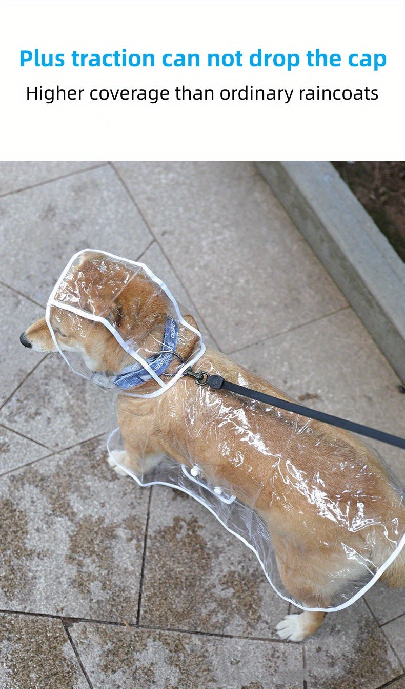 1pc Clear Transparent Hooded Pet Plastic Raincoat Poncho For Toy And Small Dogs And Cat Only Clothes
