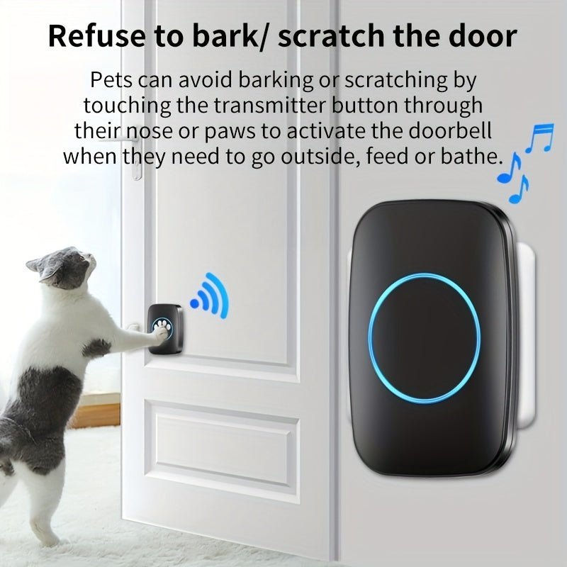 Wireless Pet Doorbell System - Easy Touch Training Aid for Dogs - 2 Receivers & Transmitters, High-Volume Chimes, Ideal for Indoor/Outdoor Use