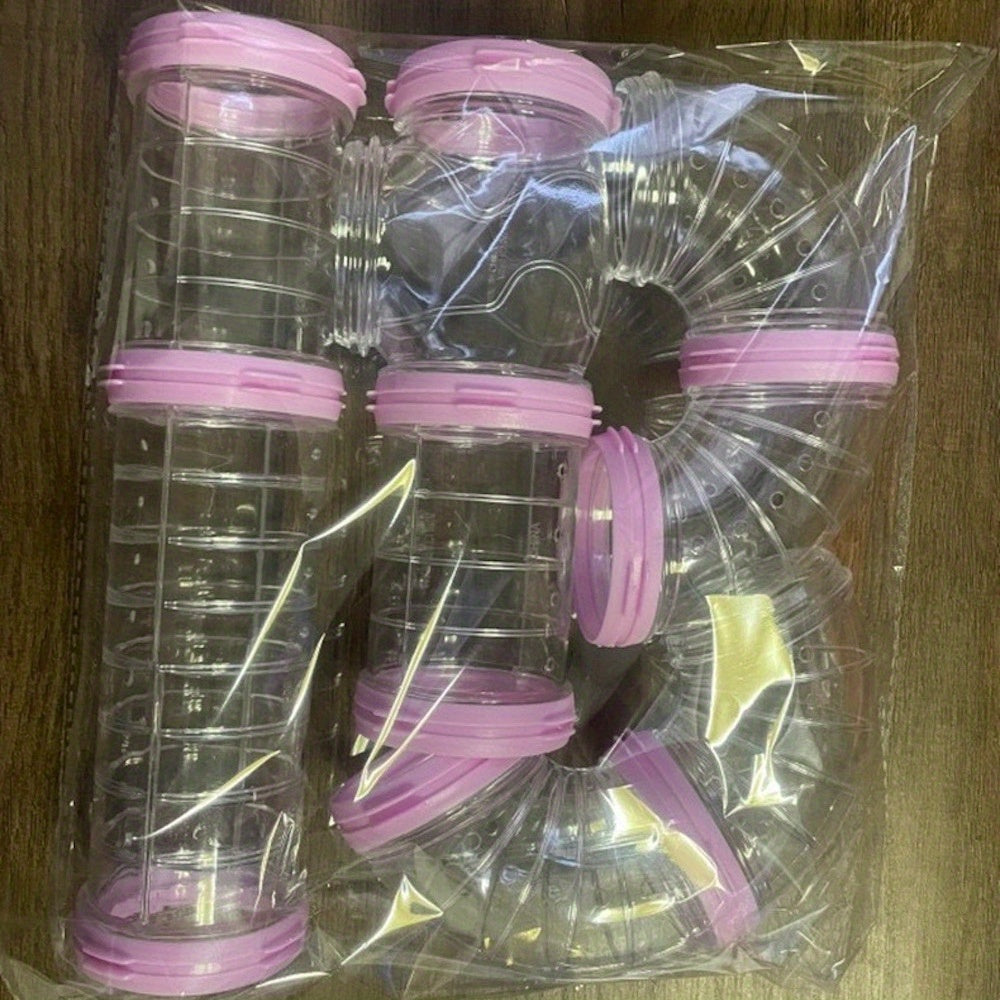 8pcs/set DIY Hamster Tunnel Toy Pet Rats Sports Training Pipeline Transparent Runway Toy Pet Hamster Game For Small Animal Accessories Mice Creative DIY Colorful Hoop Tubes Diam 2.17inch