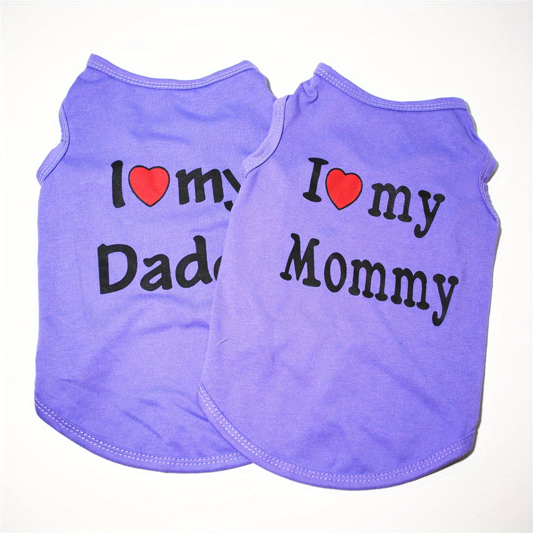 1pc Breathable Pet Vest for Summer Parties - Adorable 'I Love My Daddy/Mommy' Graphic Design for Dogs and Cats