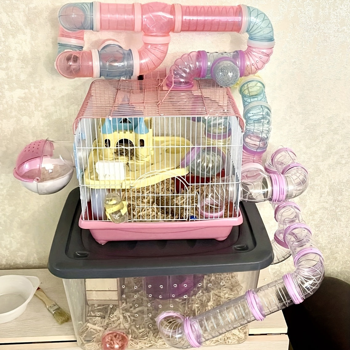 8pcs/set DIY Hamster Tunnel Toy Pet Rats Sports Training Pipeline Transparent Runway Toy Pet Hamster Game For Small Animal Accessories Mice Creative DIY Colorful Hoop Tubes Diam 2.17inch