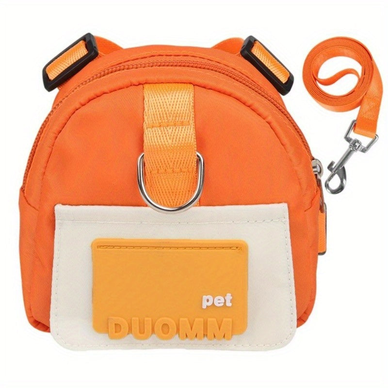 Colorful Nylon Pet Harness with Leash & Backpack - Cartoon School Bag Design for Dogs, Machine Washable, Ideal for Outdoor Adventures