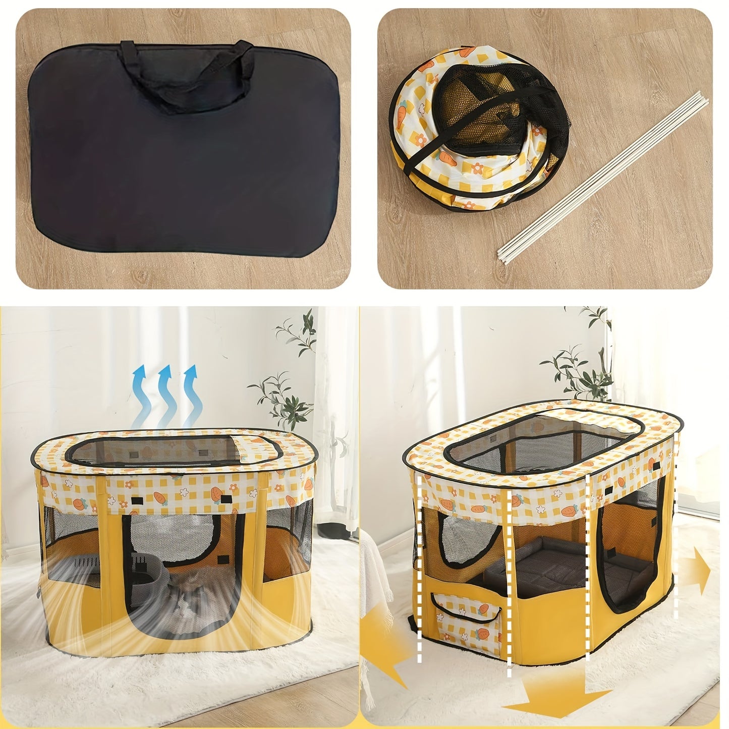 Portable Foldable Pet Playpen Collapsible Crates Kennel Playpen For Dog Cat And Rabbit &Travel Playpen, Portable Pet Play Pens, Dog And Cat Playpen Foldable, Dog Tent Puppy Playground For Puppy Indoor/Outdoor (M.L.XL.XXL).