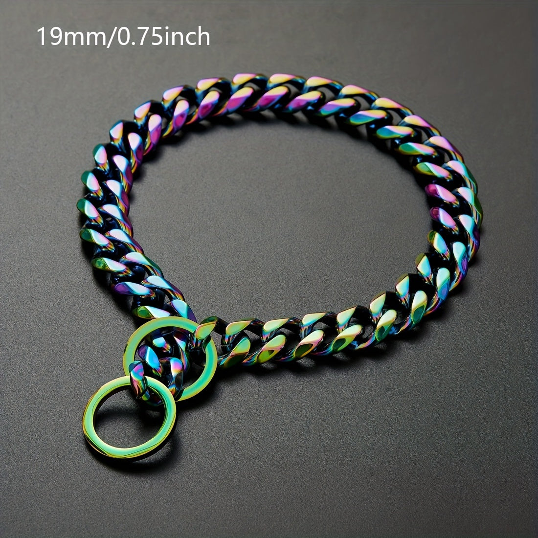 Titanium Steel Stainless Steel P Chain Colorful Cuban Chain Pet Dog Chain Heavy Duty Anti Slip Dog Collar
