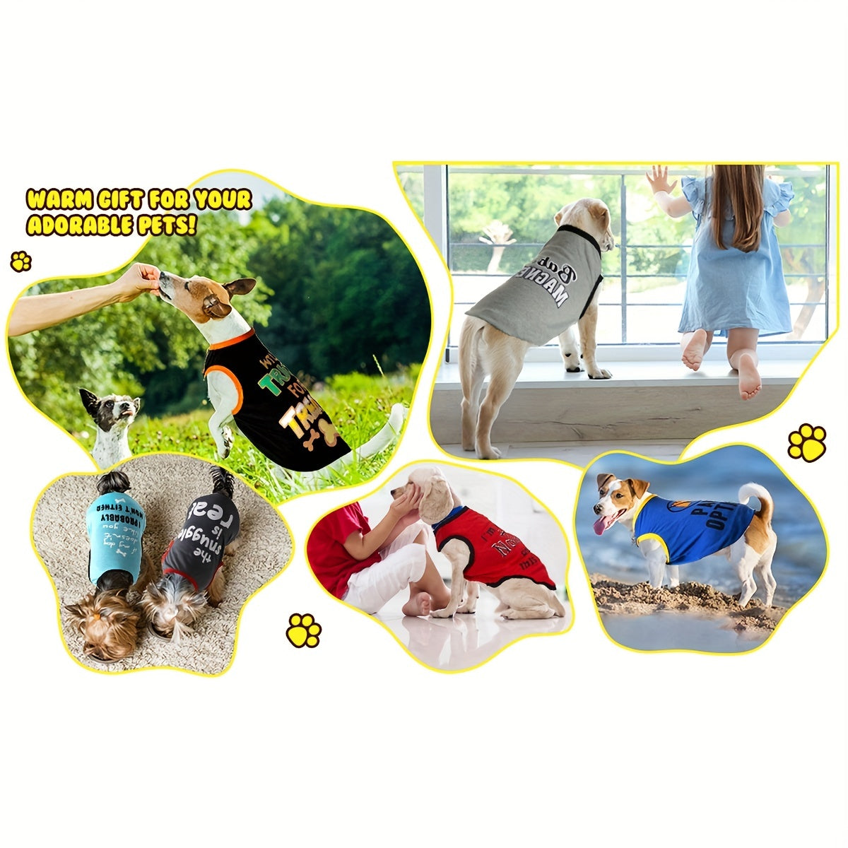 8pcs PAIAITE Dog Shirts - Funny Pet Outfits with "The Snuggles Are Real", "I'm Wearing Treats Under This Shirt", "Fur Friend" - Soft Breathable Dog Clothes for Small Dogs & Cats - Easy Slip-On Summer Apparel in Grey/Black/Red
