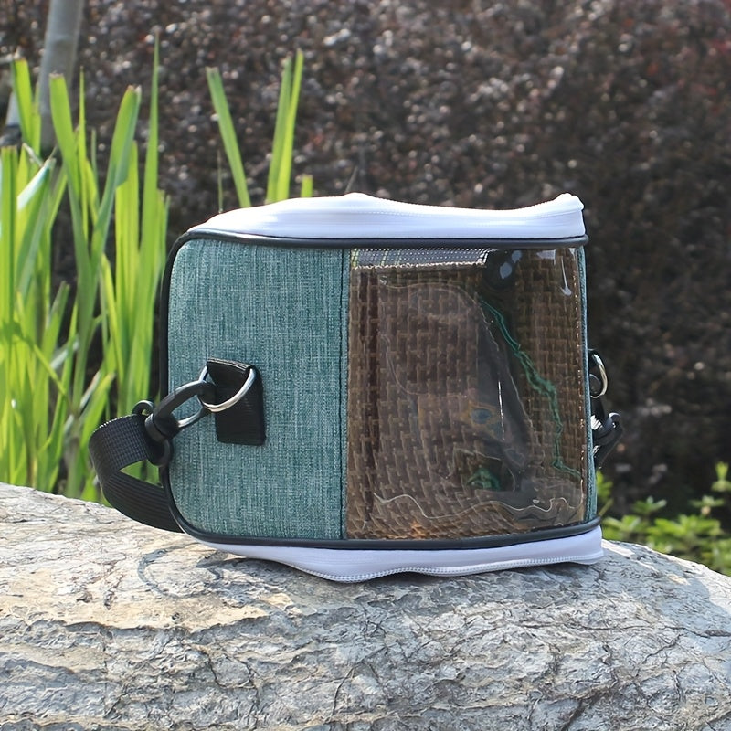 Portable Pet Bird Carrier Bag for Parrots - Durable Oxford Fabric, Transparent & Blue with Zip Closure and Handle, Ideal for Outdoor Training and Travel, Parrot Accessories