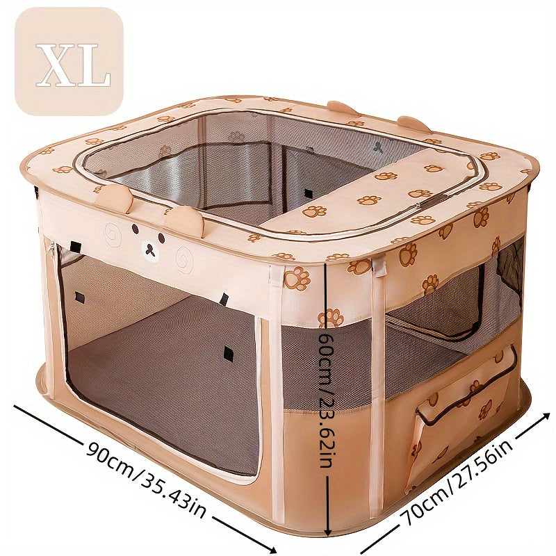 1pc Adorable Foldable Pet Playpen - Portable, Removable Zipper Top, Indoor & Outdoor Use, Spacious Cat Bed, Delivery Room, Easy Setup - Perfect for Dog and Cat Lovers
